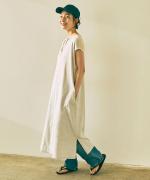 wrinkled cotton バックシアーワンピース