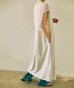 wrinkled cotton バックシアーワンピース