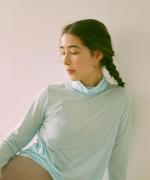 flow cotton silk タートルネック