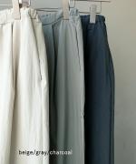 sheer satin イージーストレートパンツ