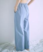 sheer satin イージーストレートパンツ