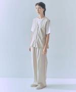 sheer satin イージーストレートパンツ