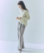 sheer satin イージーストレートパンツ