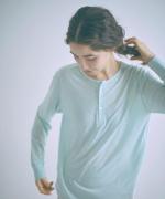 flow cotton silk ヘンリーネックT