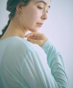 flow cotton silk ヘンリーネックT