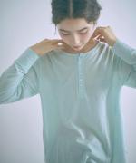 flow cotton silk ヘンリーネックT