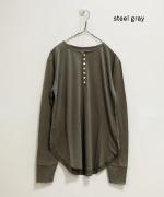 flow cotton silk ヘンリーネックT