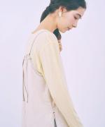 flow cotton silk ヘンリーネックT