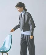 light strech denim ノーカラーブルゾン