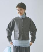 light strech denim ノーカラーブルゾン