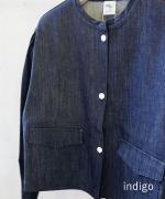 light strech denim ノーカラーブルゾン