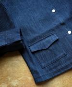 light strech denim ノーカラーブルゾン
