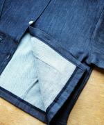 light strech denim ノーカラーブルゾン