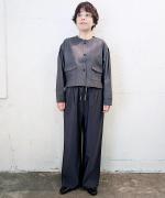 light strech denim ノーカラーブルゾン