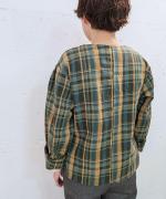 old slub check ノーカラーシャツジャケット