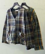 old slub check ノーカラーシャツジャケット