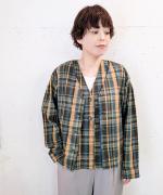 old slub check Vネックジレ