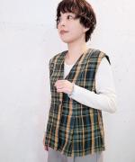 old slub check Vネックジレ