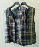 old slub check Vネックジレ