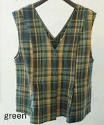 old slub check Vネックジレ