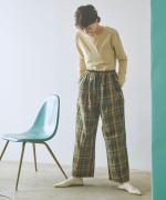 old slub check タックワイドパンツ