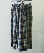 old slub check タックワイドパンツ