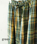 old slub check タックワイドパンツ