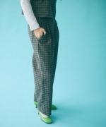 twill mini check 2タックパンツ