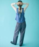 twill mini check 2タックパンツ