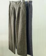 twill mini check 2タックパンツ
