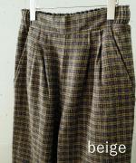 twill mini check 2タックパンツ