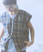 madras check　ノットプルオーバー