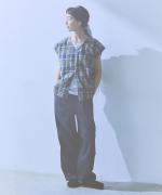 madras check　ノットプルオーバー