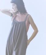 recycle polyester broad / リラックスサロペット