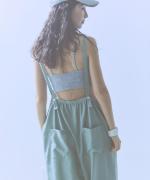 recycle polyester broad / リラックスサロペット