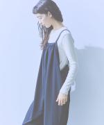 recycle polyester broad / リラックスサロペット