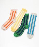 色の輪郭(ストライプ)　ショートソックス