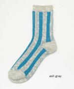 色の輪郭(ストライプ)　ショートソックス