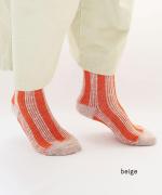 色の輪郭(ストライプ)　ショートソックス