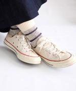 色の輪郭(ボーダー)　ショートソックス