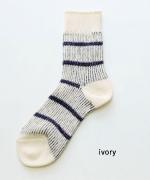 色の輪郭(ボーダー)　ショートソックス