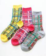 格子の笛　ショートソックス