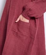 カディカバーオールエプロン/ヘリンボーンレッド