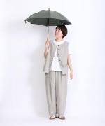 きつねのたすき/長日傘/麻無地セージグリーン